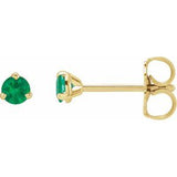 14K Yellow 3 mm Natural Emerald Earrings Siddiqui Jewelers