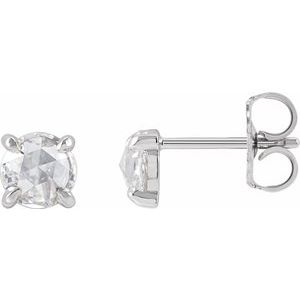 14K White 5/8 CTW Rose-Cut Natural Diamond 4-Prong Claw Earrings Siddiqui Jewelers