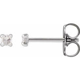 14K White .05 CTW Rose-Cut Natural Diamond 4-Prong Claw Earrings Siddiqui Jewelers