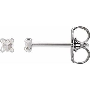 14K White .05 CTW Rose-Cut Natural Diamond 4-Prong Claw Earrings Siddiqui Jewelers