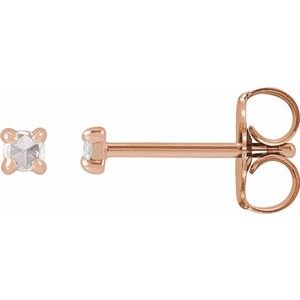 14K Rose .05 CTW Rose-Cut Natural Diamond 4-Prong Claw Earrings Siddiqui Jewelers