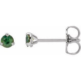 14K White 3 mm Natural Green Sapphire Earrings Siddiqui Jewelers