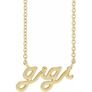 14K Yellow Lowercase Script Gigi 18" Necklace Siddiqui Jewelers