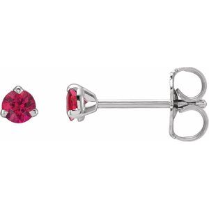 Sterling Silver 3 mm Natural Ruby Earrings Siddiqui Jewelers