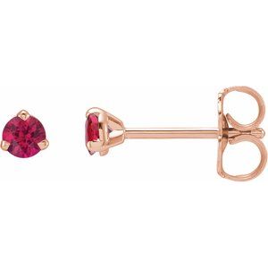 14K Rose 3 mm Natural Ruby Earrings Siddiqui Jewelers