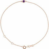 14K Rose Natural Amethyst Bezel-Set Solitaire 6 1/2-7 1/2" Bracelet Siddiqui Jewelers