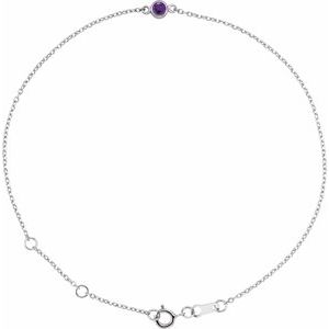 Platinum Natural Amethyst Bezel-Set Solitaire 6 1/2-7 1/2" Bracelet Siddiqui Jewelers