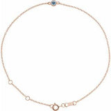 14K Rose Natural Aquamarine Bezel-Set Solitaire 6 1/2-7 1/2" Bracelet Siddiqui Jewelers