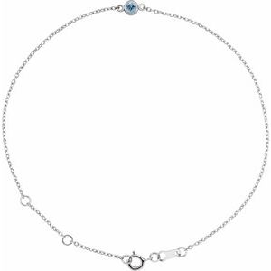 Sterling Silver Natural Aquamarine Bezel-Set Solitaire 6 1/2-7 1/2" Bracelet Siddiqui Jewelers