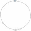 14K White Natural Aquamarine Bezel-Set Solitaire 6 1/2-7 1/2" Bracelet Siddiqui Jewelers
