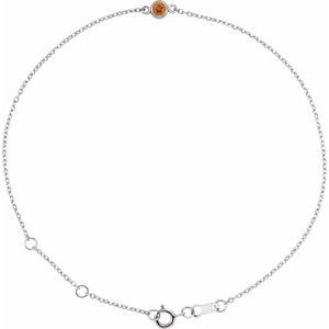 14K White Natural Citrine Bezel-Set Solitaire 6 1/2-7 1/2" Bracelet Siddiqui Jewelers