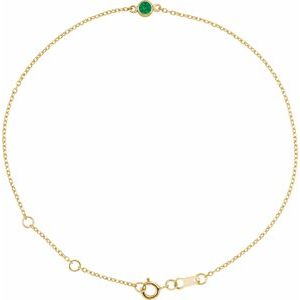 14K Yellow Natural Emerald Bezel-Set Solitaire 6 1/2-7 1/2" Bracelet Siddiqui Jewelers