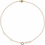 14K Rose Natural Peridot Bezel-Set Solitaire 6 1/2-7 1/2" Bracelet Siddiqui Jewelers