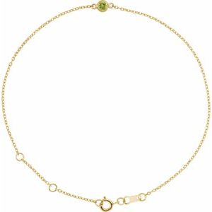 14K Yellow Natural Peridot Bezel-Set Solitaire 6 1/2-7 1/2" Bracelet Siddiqui Jewelers