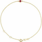 14K Yellow Lab-Grown Ruby Bezel-Set Solitaire 6 1/2-7 1/2" Bracelet Siddiqui Jewelers