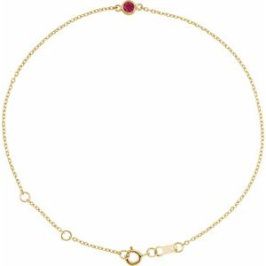 14K Yellow Natural Ruby Bezel-Set Solitaire 6 1/2-7 1/2" Bracelet Siddiqui Jewelers