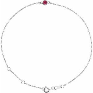 Sterling Silver Lab-Grown Ruby Bezel-Set Solitaire 6 1/2-7 1/2" Bracelet Siddiqui Jewelers