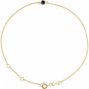 14K Yellow Lab-Grown Blue Sapphire Bezel-Set Solitaire 6 1/2-7 1/2" Bracelet Siddiqui Jewelers