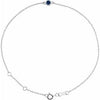 14K White Lab-Grown Blue Sapphire Bezel-Set Solitaire 6 1/2-7 1/2" Bracelet Siddiqui Jewelers