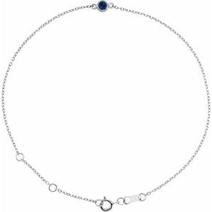 Platinum Lab-Grown Blue Sapphire Bezel-Set Solitaire 6 1/2-7 1/2" Bracelet Siddiqui Jewelers