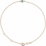 14K Rose Natural Blue Zircon Bezel-Set Solitaire 6 1/2-7 1/2" Bracelet Siddiqui Jewelers