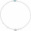14K White Natural Blue Zircon Bezel-Set Solitaire 6 1/2-7 1/2" Bracelet Siddiqui Jewelers