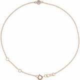 14K Rose Natural White Sapphire Bezel-Set Solitaire 6 1/2-7 1/2" Bracelet Siddiqui Jewelers