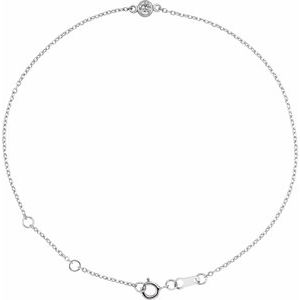 Sterling Silver Natural White Sapphire Bezel-Set Solitaire 6 1/2-7 1/2" Bracelet Siddiqui Jewelers