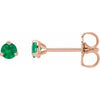 14K Rose 3 mm Natural Emerald Earrings Siddiqui Jewelers