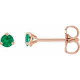 14K Rose 3 mm Natural Emerald Earrings Siddiqui Jewelers