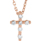 14K Rose .08 CTW Diamond Cross 16-18" Necklace - Siddiqui Jewelers