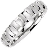 14K White 5 mm Design Band with Satin Finish Size 5 - Siddiqui Jewelers