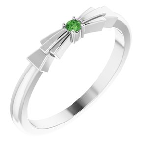 14K White Natural Green Tourmaline Stackable Ring Siddiqui Jewelers