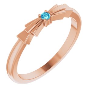 14K Rose Natural Blue Zircon Stackable Ring Siddiqui Jewelers