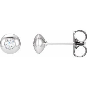 14K White 1/8 CTW Diamond Domed Bezel-Set Earrings-Siddiqui Jewelers