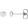 14K White .06 CTW Diamond Domed Bezel-Set Earrings-Siddiqui Jewelers