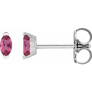 14K White Natural Pink Tourmaline Earrings Siddiqui Jewelers