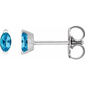 14K White Natural Swiss Blue Topaz Earrings Siddiqui Jewelers