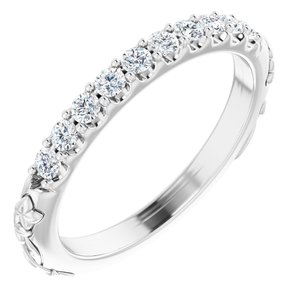 14K White 1/4 CTW Natural Diamond Floral-Inspired Anniversary Band Siddiqui Jewelers