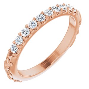 14K Rose 1/4 CTW Natural Diamond Floral-Inspired Anniversary Band Siddiqui Jewelers