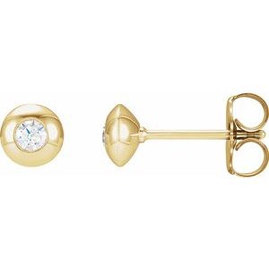 14K Yellow 1/8 CTW Diamond Domed Bezel-Set Earrings-Siddiqui Jewelers