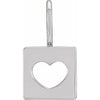 Platinum 14.97x8 mm Pierced Heart Charm/Pendant Siddiqui Jewelers