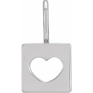 Platinum 14.97x8 mm Pierced Heart Charm/Pendant Siddiqui Jewelers