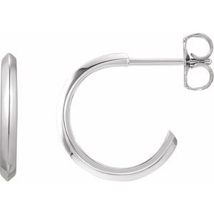 Platinum Knife-Edge 15 mm Hoop Earrings Siddiqui Jewelers