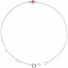 14K White Natural Pink Tourmaline Bezel-Set Solitaire 6 1/2-7 1/2" Bracelet Siddiqui Jewelers