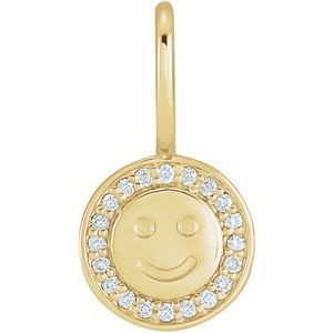 14K Yellow .04 CTW Natural Diamond Smiley Face Charm/Pendant Siddiqui Jewelers