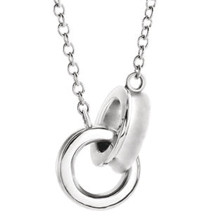 14K White Interlocking Rings 16" Necklace - Siddiqui Jewelers