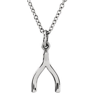 Sterling Silver Tiny Posh® Wishbone 16-18" Necklace - Siddiqui Jewelers
