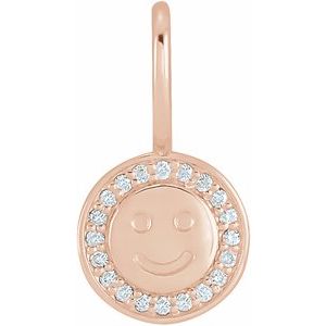 14K Rose .04 CTW Natural Diamond Smiley Face Charm/Pendant Siddiqui Jewelers