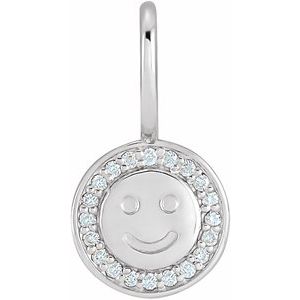 Sterling Silver .04 CTW Natural Diamond Smiley Face Charm/Pendant Siddiqui Jewelers
